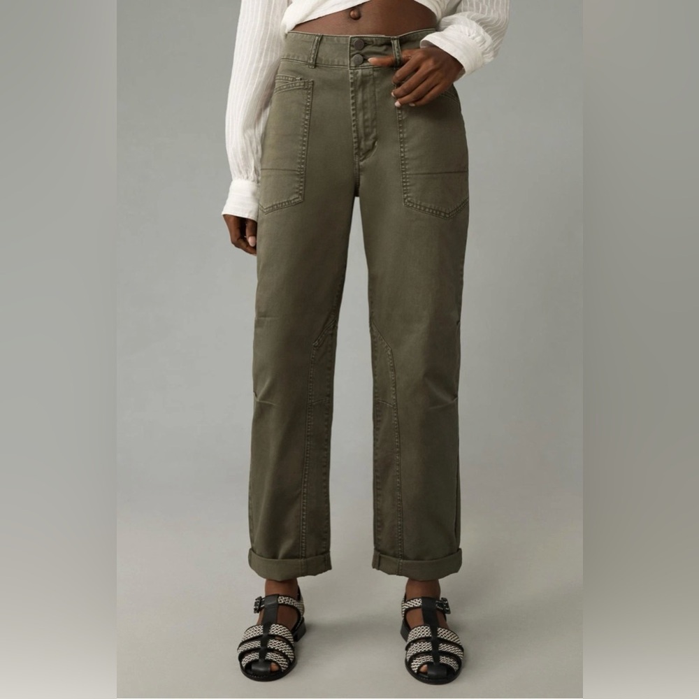 anthropologie pilcro wanderer mid rise relaxed trouser moss